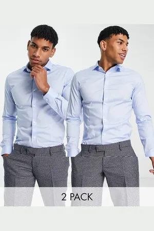 JACK & JONES Premium 2 pack smart shirts with cutaway collars in