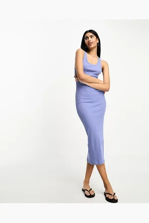 ASOS Scoop neck ribbed midi dress in washed