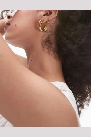 Topshop Paz waterproof stainless steel hoop earrings in tone