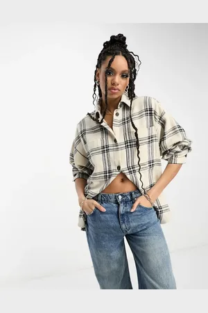 ASOS Oversized shacket with pockets in mono check