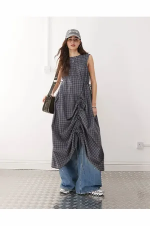 COLLUSION Channel check maxi dress in grey