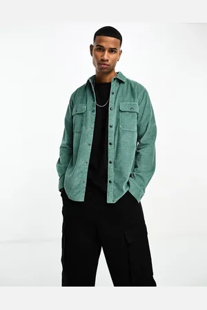 ASOS Cord overshirt with poppers in teal