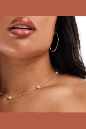 Pieces® Pieces Curve pearl and ball necklace in