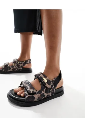 Barbour Velcro strap sandals in leoaprd print
