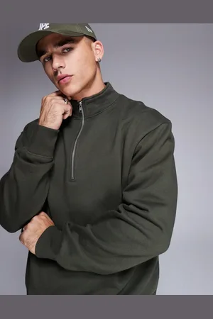 ASOS Premium heavyweight oversized quarter zip sweatshirt 400gsm khaki