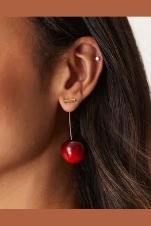 DesignB London Statement dark cherry earrings in