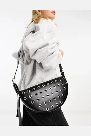 AllSaints Leather half moon eyelet crossbody bag in