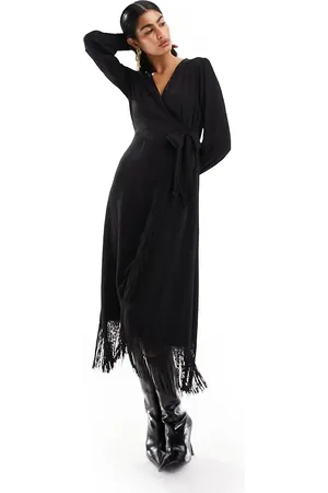 Y.A.S Y.A.S tassel wrap midi dress in jacquard