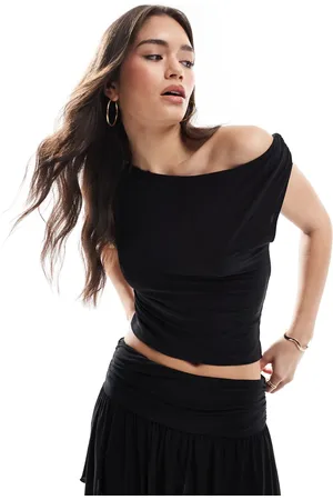 ASOS Co-ord drape one shoulder top in black