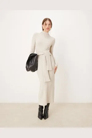 ASOS Chunky fluffy ribbed maxi dress with wrap waist