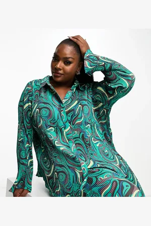 Daisy Street Relaxed shirt in plisse swirl co-ord