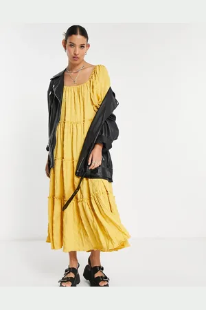 Emory Park Maxi smock dress with tiered skirt in texture