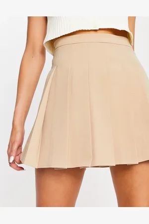 Urban Revivo Pleated mini skirt in beige