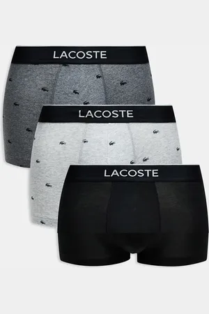 Lacoste 3 pack trunks in grey and black with all over print