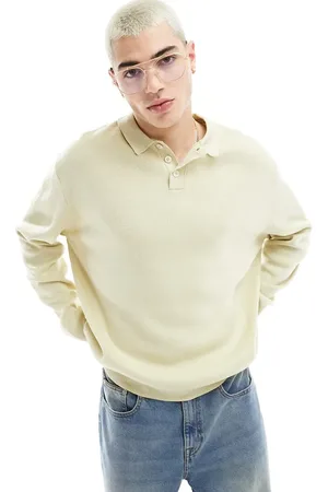 ASOS Oversized compact knitted polo jumper in oatmeal