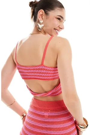 Style Cheat Crochet cami top in stripe co-ord