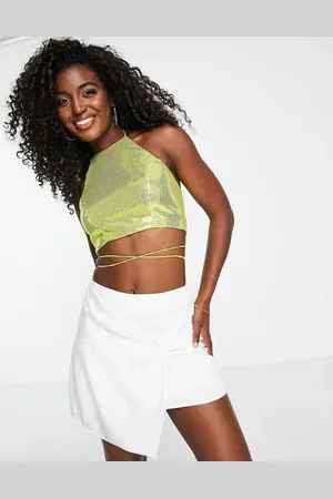 Miss Selfridge Sequin stappy halter top