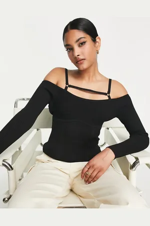 River Island Strappy ribbed knit top in