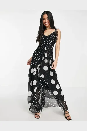 Style Cheat High low maxi dress in mixed scale polka dot