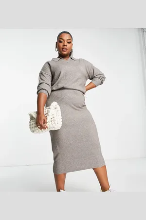 M Lounge Midi overlay dress with collar in alpaca taupe