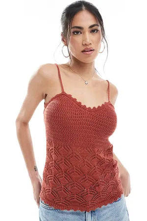 VERO MODA Crochet cami top co-ord in terracotta