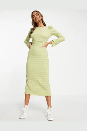The Frolic Striped rib open-back midi dress in