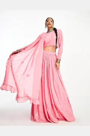 Nesavaali Lehenga embroidered full skirt in blush