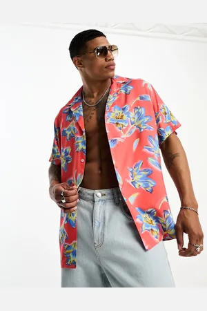 ASOS Deep revere shirt in Hawaiian floral print