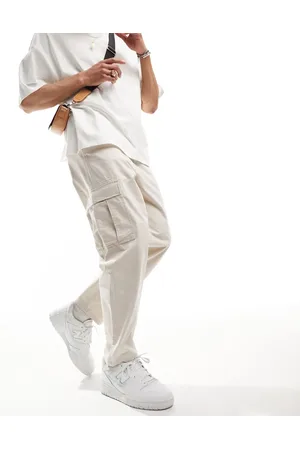 ASOS Oversized tapered cargo trousers in ecru