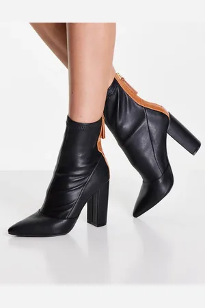 Qupid Glam pointed ankle boots with block heel in