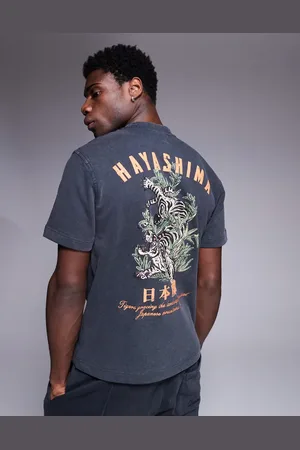River Island Japanese back print t-shirt co-ord in washed