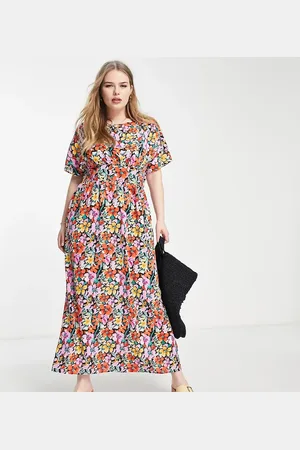 Lola May Lola May Plus midi smock dress in floral print
