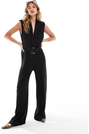 MANGO Belted jumpsuit in