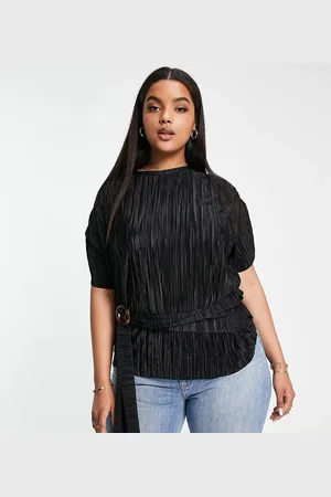 River Island Plisse buckle detail top in