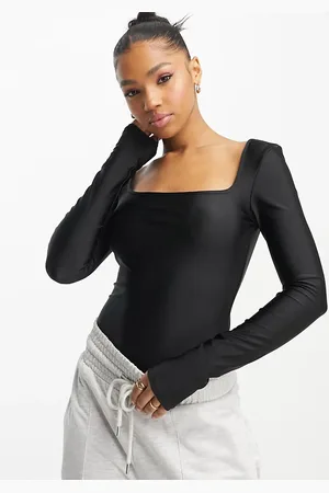 ASOS Long sleeve square neck disco bodysuit in
