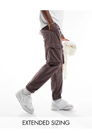 ASOS Tapered pull on cargo trouser in washed dark with elasticated waist