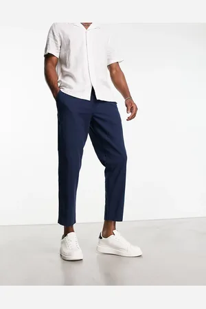 JACK & JONES Intelligence drawstring linen mix trouser in