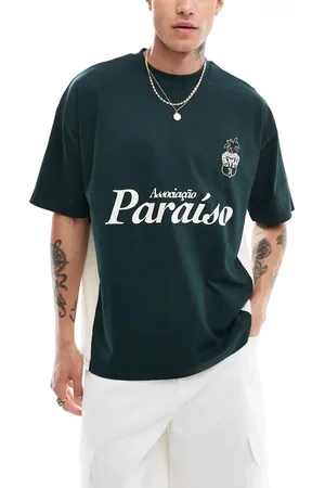 ASOS Oversized t-shirt with paraiso front print in and ecru cut & sew