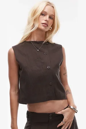 MANGO Cupro button back sleeveless top co-ord in