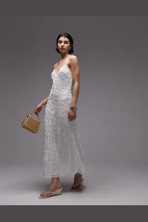 MANGO Devore slip maxi dress in ivory