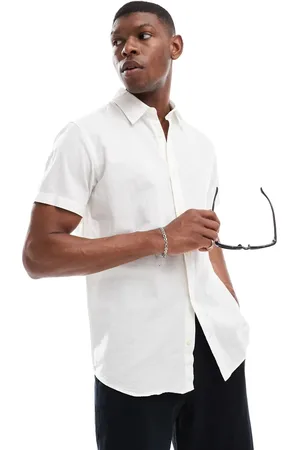 JACK & JONES Linen short sleeved shirt in