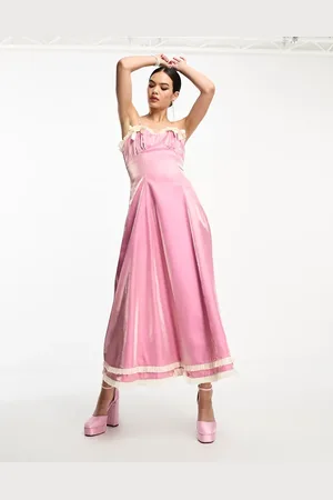Sister Jane Dream contrast bow satin midaxi dress in vintage rose