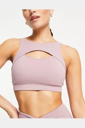 South Beach Cut out light support sports bra in violet