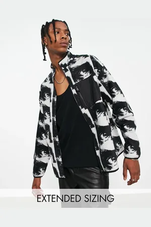 ASOS Oversized zip through polar fleece jacket in all over eye print