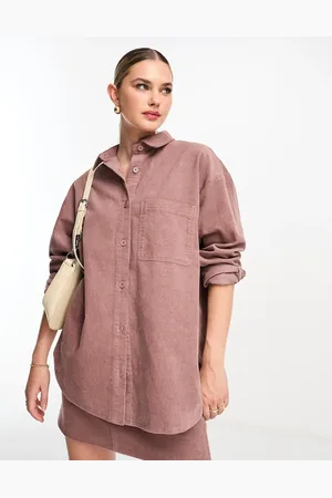 ASOS Cord oversized shirt in mink