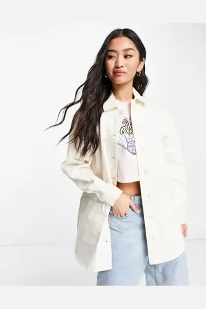 Miss Selfridge Oversized longline shacket in ecru