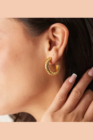 Accessorize Z plated twist chunky vintage hoops in