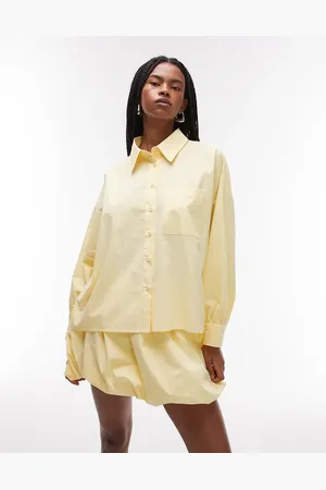 ASOS Boxy cropped shirt in buttermilk