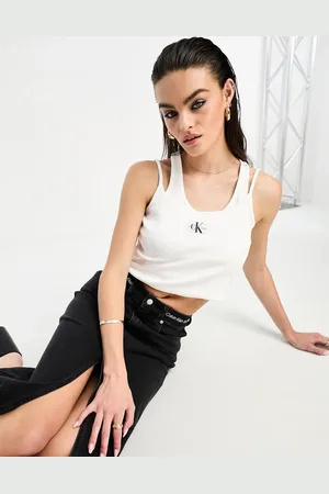 Calvin Klein Badge rib double layer tank top in