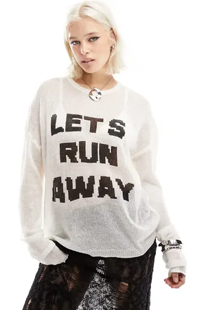 COLLUSION Skate slogan fine knit jumper in